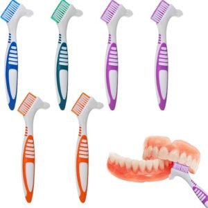Denture Brush, 6pcs Tooth Brush, Soft Toothbrush, False Teeth Brush, Dual Head Toothbrushes, Denture Toothbrush, Effective Cleaning, Suitable for False Teeth, Calculus, Plaque, Retainer