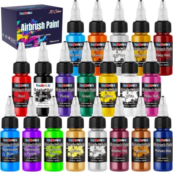 FansArriche Airbrush Paint, 20 Colors Acrylic Air brush Paint Kit
