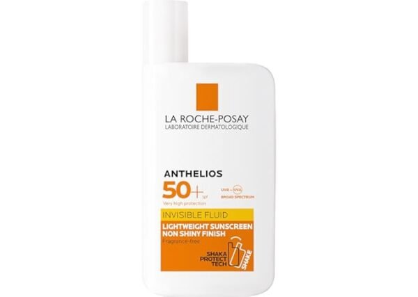 La Roche-Posay Anthelios Invisible Fluid Face Sunscreen SPF50+ 50ml Broad-Spectrum UV Protection, Lightweight, Invisible Finish, For Sensitive Skin, Non-greasy, Dermatologist & Allergy Tested