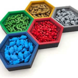 Hexagonal Magnetic Bowls Modular Board Game Organizers (6 Piece Set - Silk Finish)